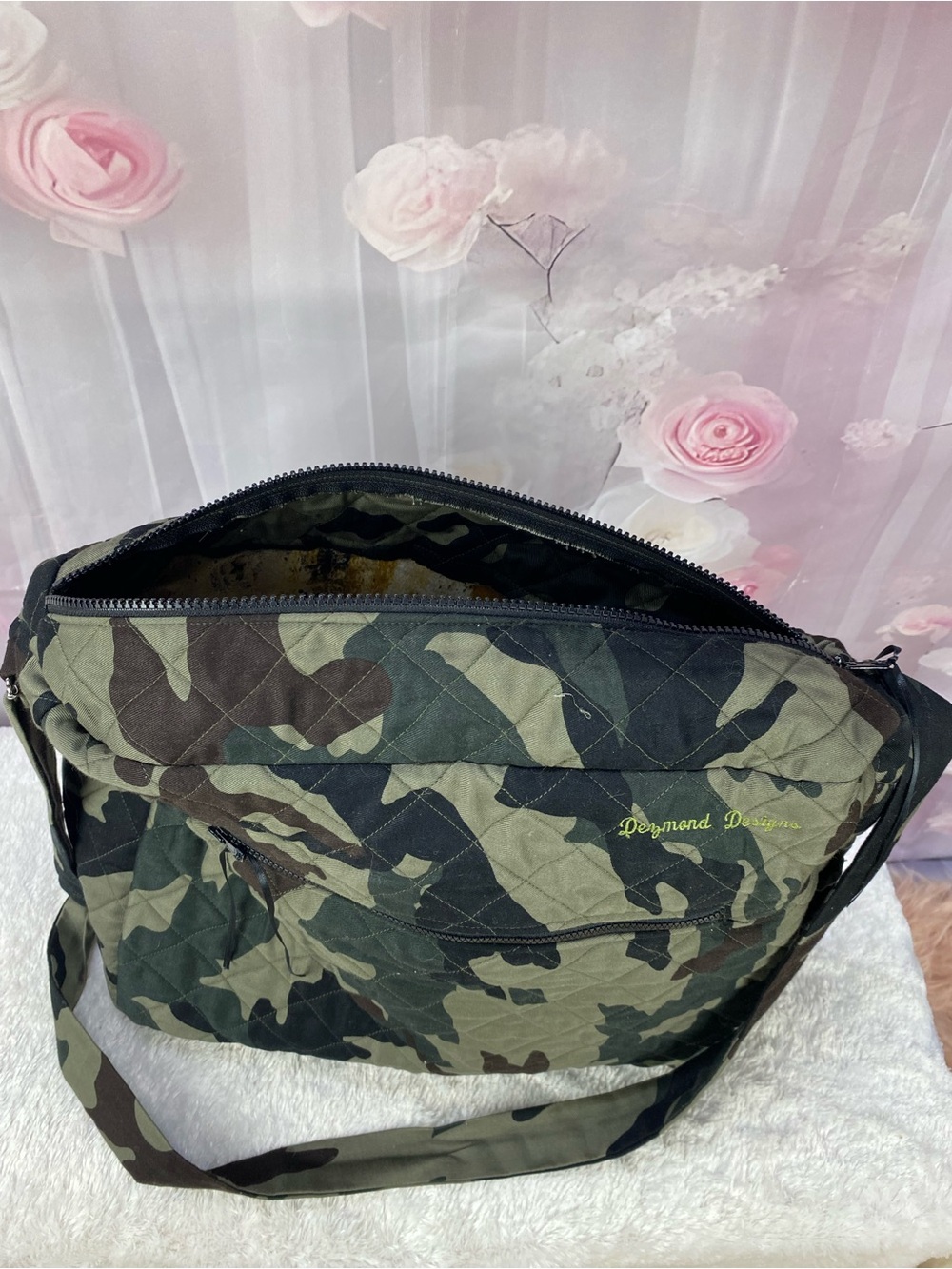 Custom Made Womans Camouflage Crossbody Bag - Green Camo